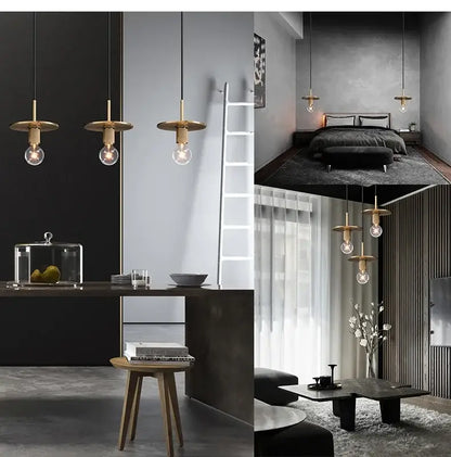 Retro brass and glass led pendant light – dining room filament lamp