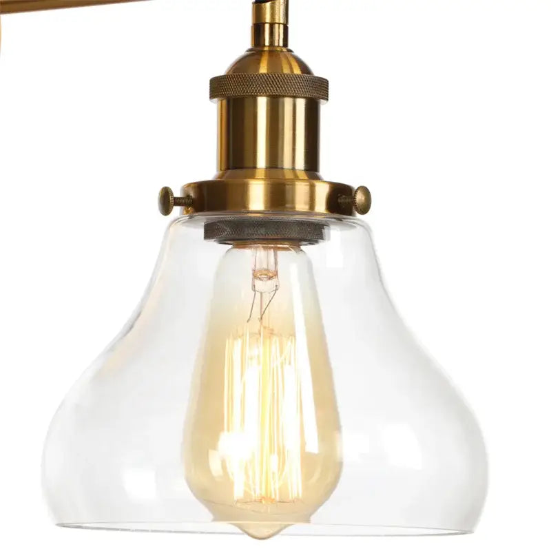 Retro brass and glass wall sconce bedroom gold led wall light