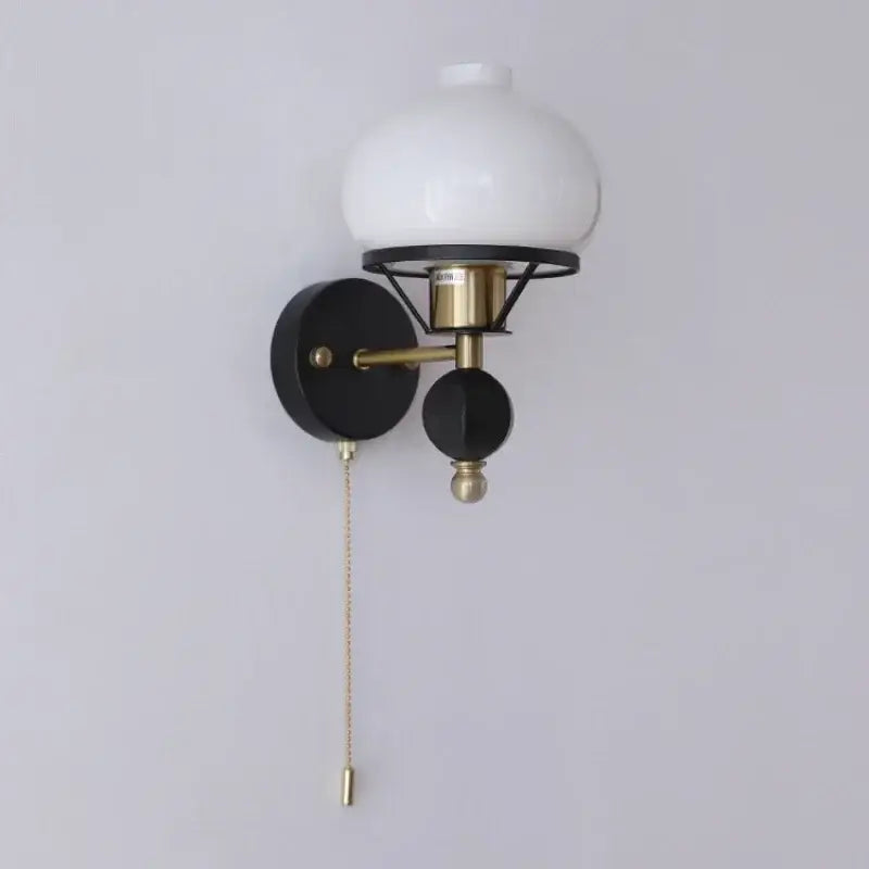 Retro brass & black french wall lamp – bedroom globe light