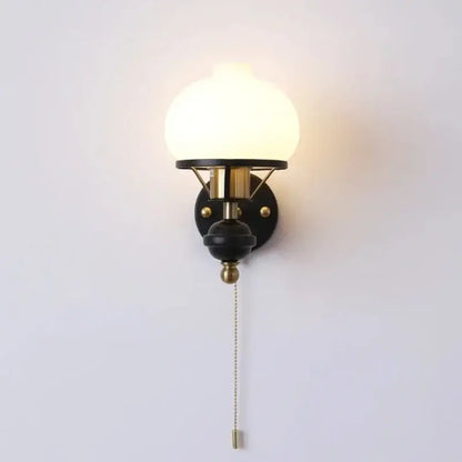 Retro brass & black french wall lamp – bedroom globe light