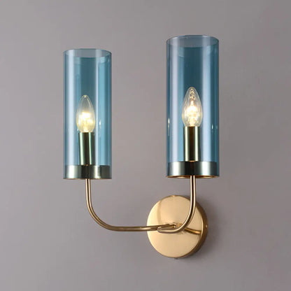 DecorBites™ Retro Brass Sconce Wall Mount Lamp with Cylindrical Glass Shade – 1/2 Light Fixture for Living Room