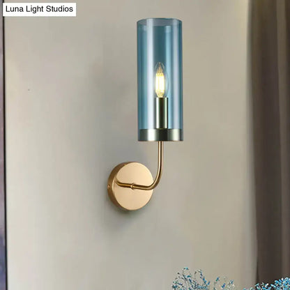 Retro brass wall mount lamp with smoked glass shade – living room