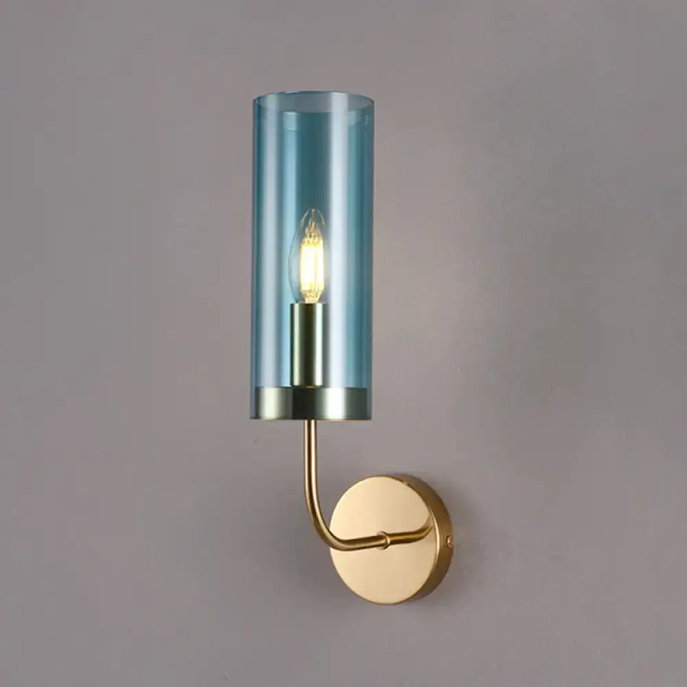 Retro brass wall mount lamp with smoked glass shade – living room