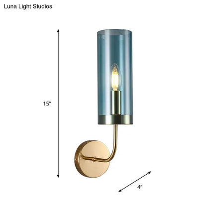 Retro brass wall mount lamp with smoked glass shade – living room