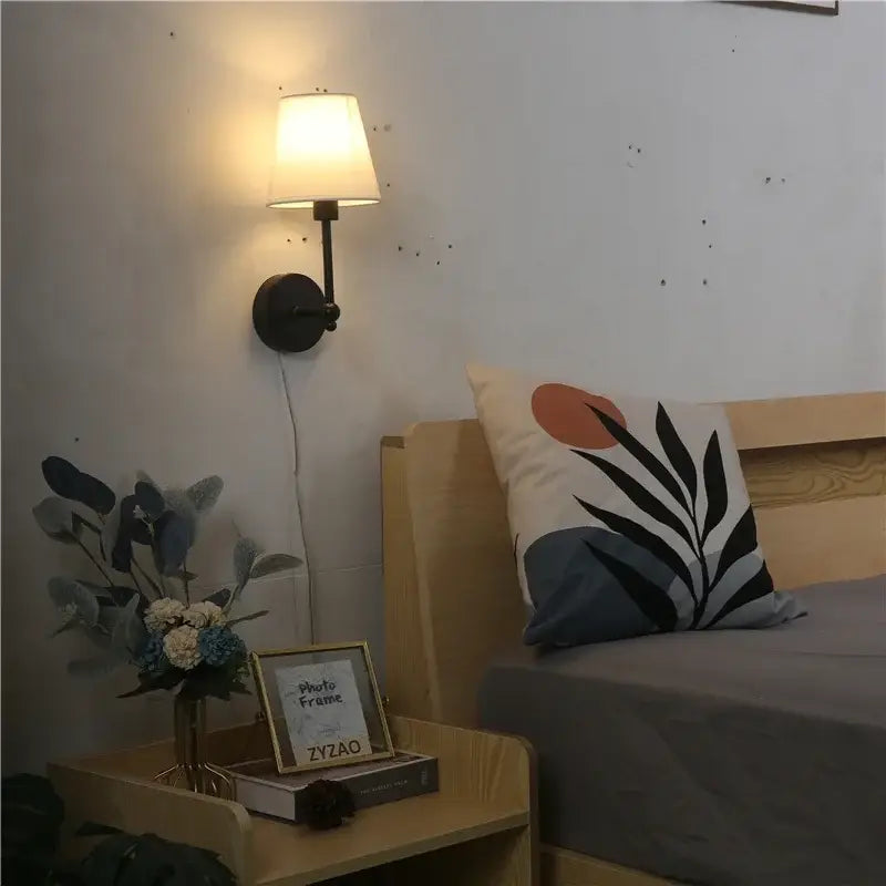Retro brass & white led retro wall lamp bedroom sconce