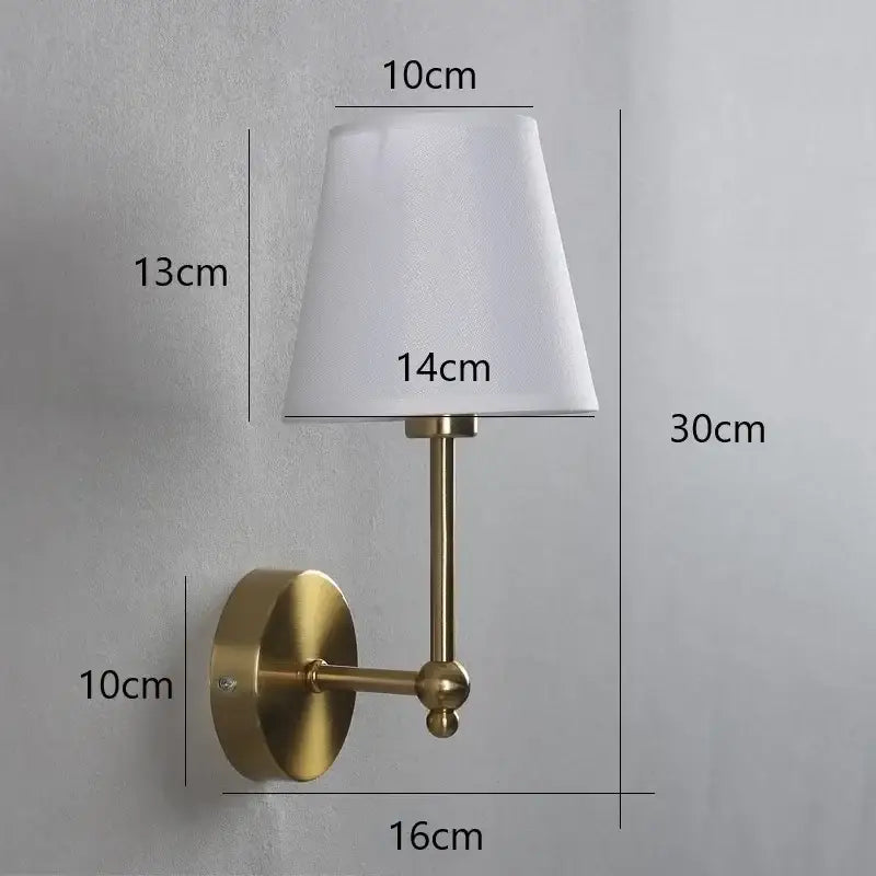 Retro brass & white led retro wall lamp bedroom sconce