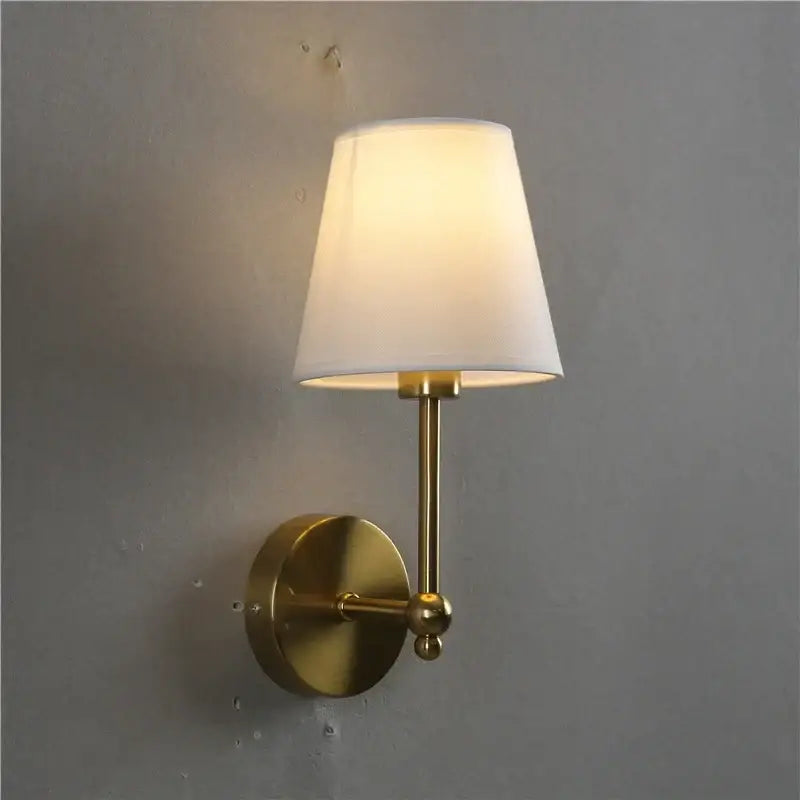 Retro brass & white led retro wall lamp bedroom sconce