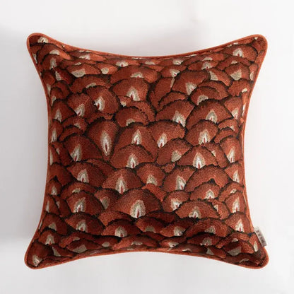 Retro brick red embroidered geometry pillow case living room cushion