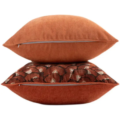 Retro brick red embroidered geometry pillow case living room cushion