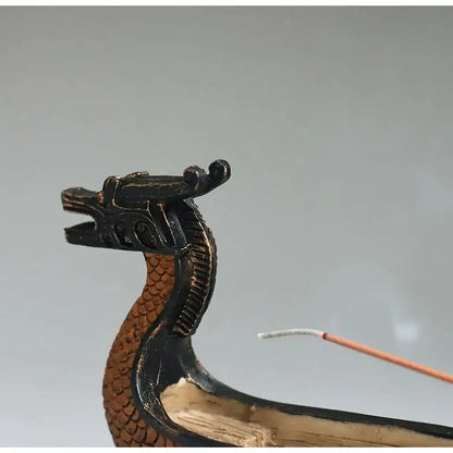 Retro bronze dragon boat incense holder living room decor