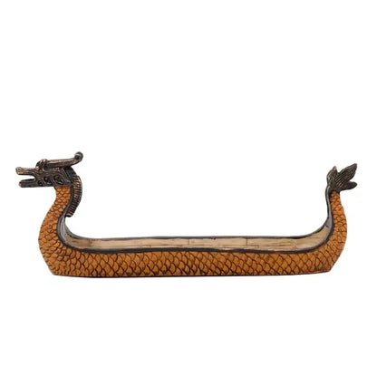 Retro bronze dragon boat incense holder living room decor