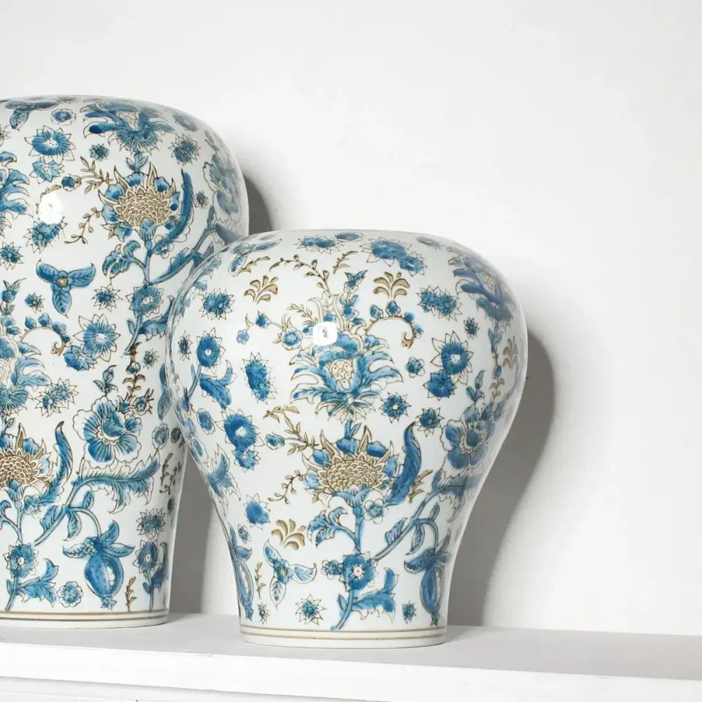 Retro chinese blue & white porcelain ceramic vase set living room