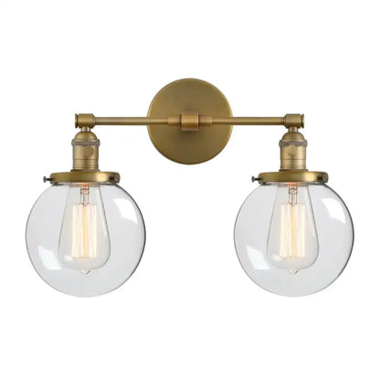 Retro chrome double glass ball globe wall light bedroom sconce