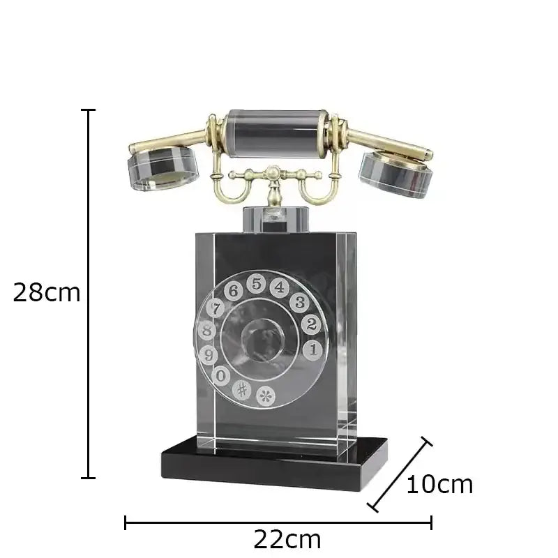 Retro clear crystal telephone sculpture office desk decor