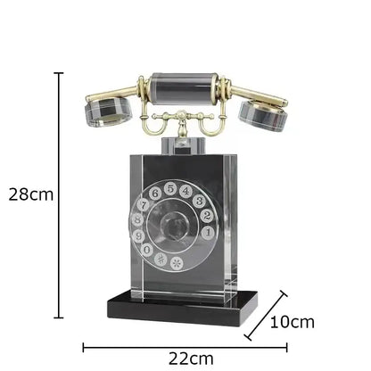 Retro clear crystal telephone sculpture office desk decor