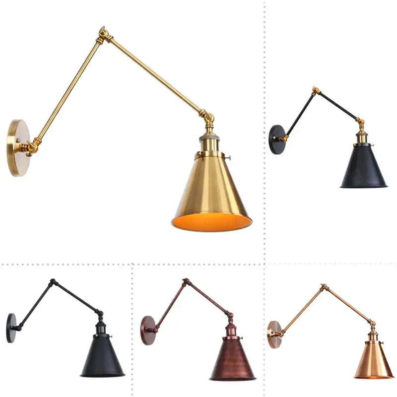 Retro copper iron loft wall lamp bedroom industrial sconce
