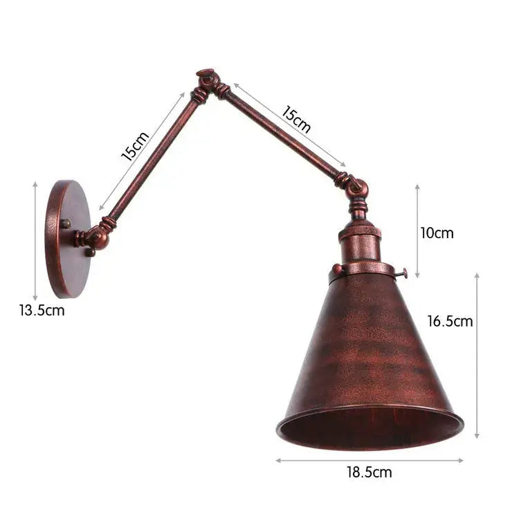 Retro copper iron loft wall lamp bedroom industrial sconce