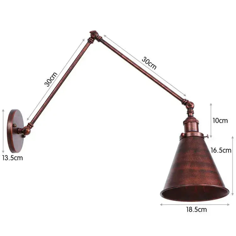 Retro copper iron loft wall lamp bedroom industrial sconce