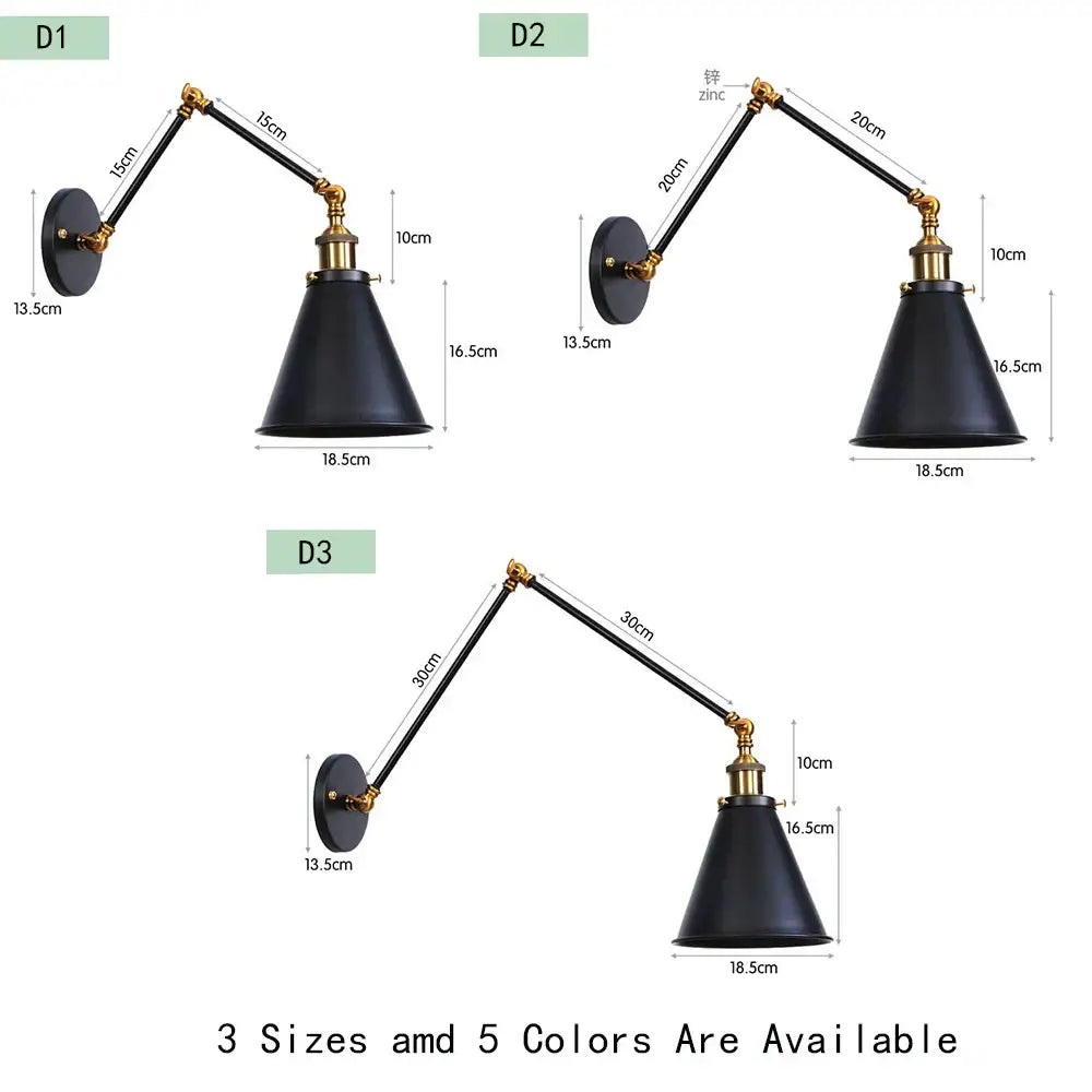 Retro copper iron loft wall lamp bedroom industrial sconce
