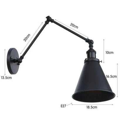 Retro copper iron loft wall lamp bedroom industrial sconce