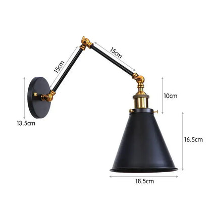Retro copper iron loft wall lamp bedroom industrial sconce