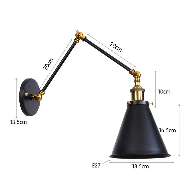 Retro copper iron loft wall lamp bedroom industrial sconce