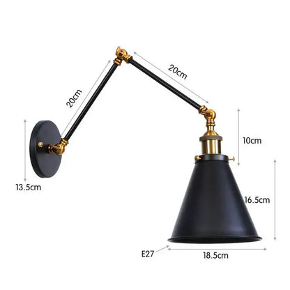 Retro copper iron loft wall lamp bedroom industrial sconce