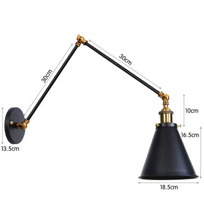 Retro copper iron loft wall lamp bedroom industrial sconce