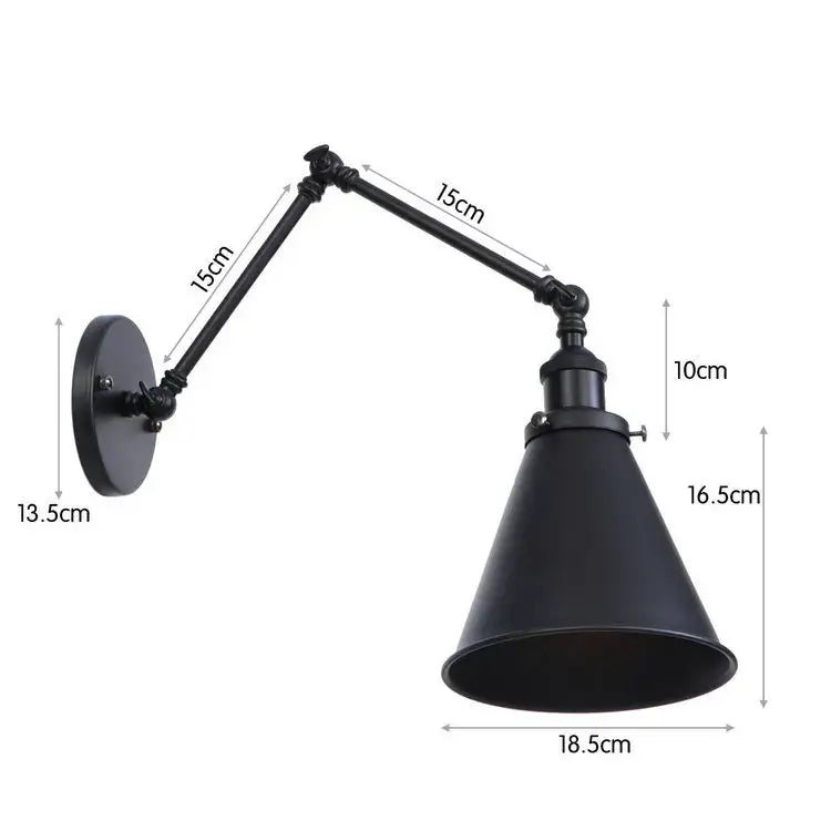 Retro copper iron loft wall lamp bedroom industrial sconce
