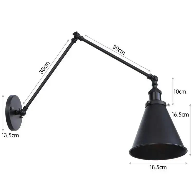 Retro copper iron loft wall lamp bedroom industrial sconce
