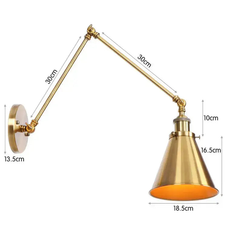 Retro copper iron loft wall lamp bedroom industrial sconce