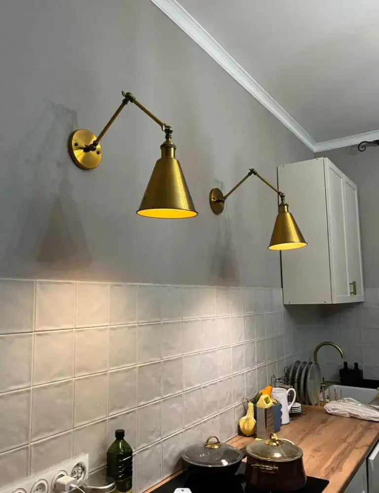 Retro copper iron loft wall lamp bedroom industrial sconce