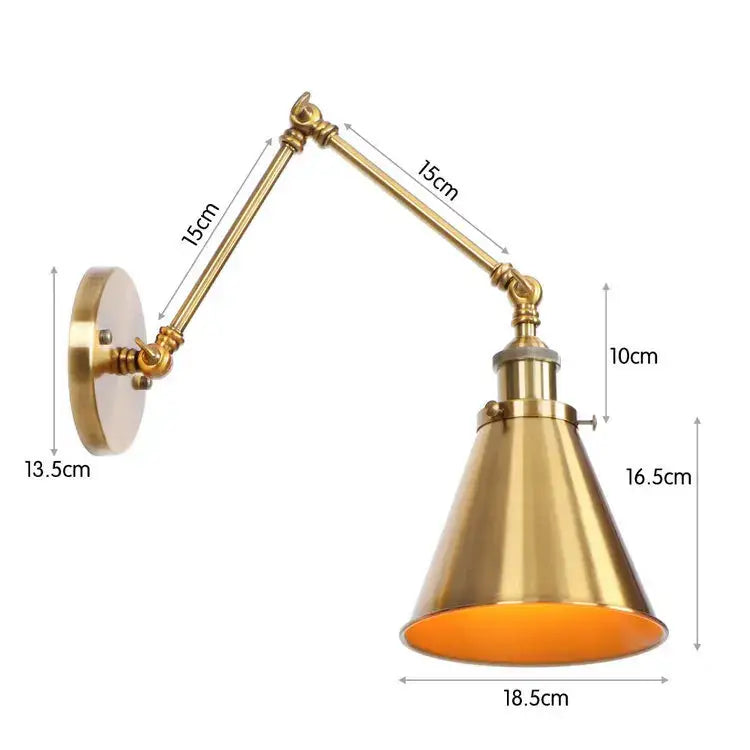 Retro copper iron loft wall lamp bedroom industrial sconce