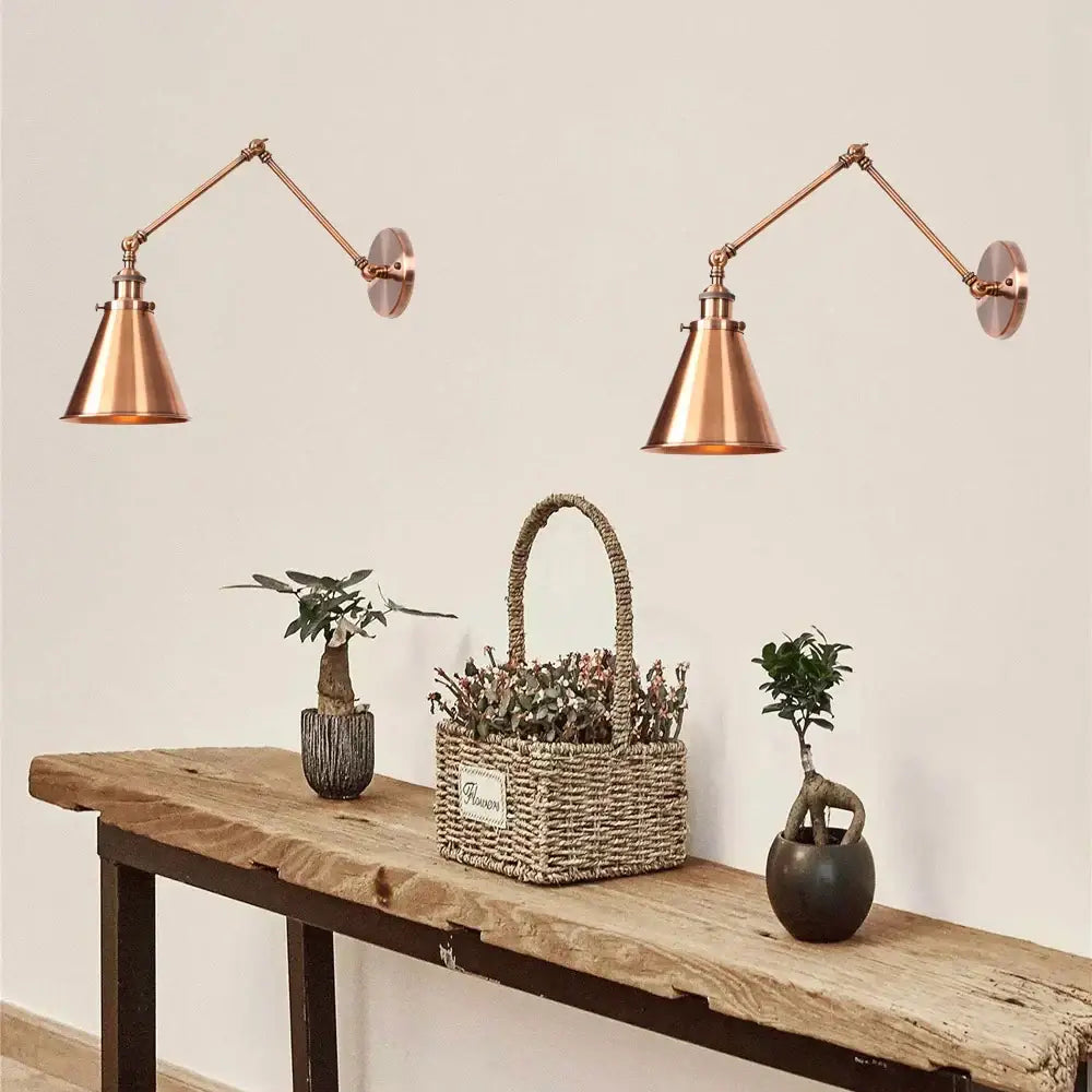 Retro copper iron loft wall lamp bedroom industrial sconce