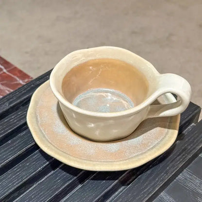 Retro crackled blue kiln porcelain cup and saucer dining room set