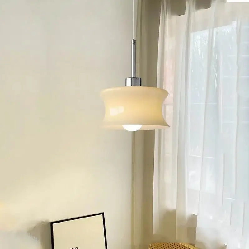 Retro cream glass chandelier bedroom pendant light