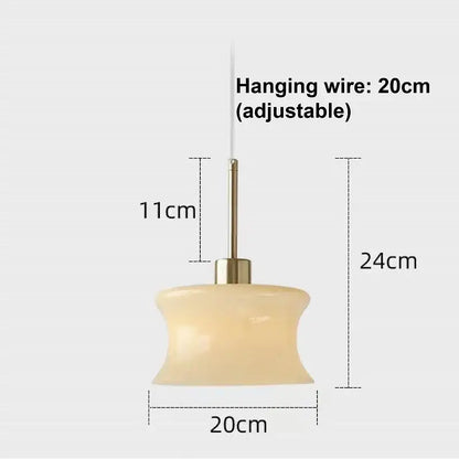 Retro cream glass chandelier bedroom pendant light