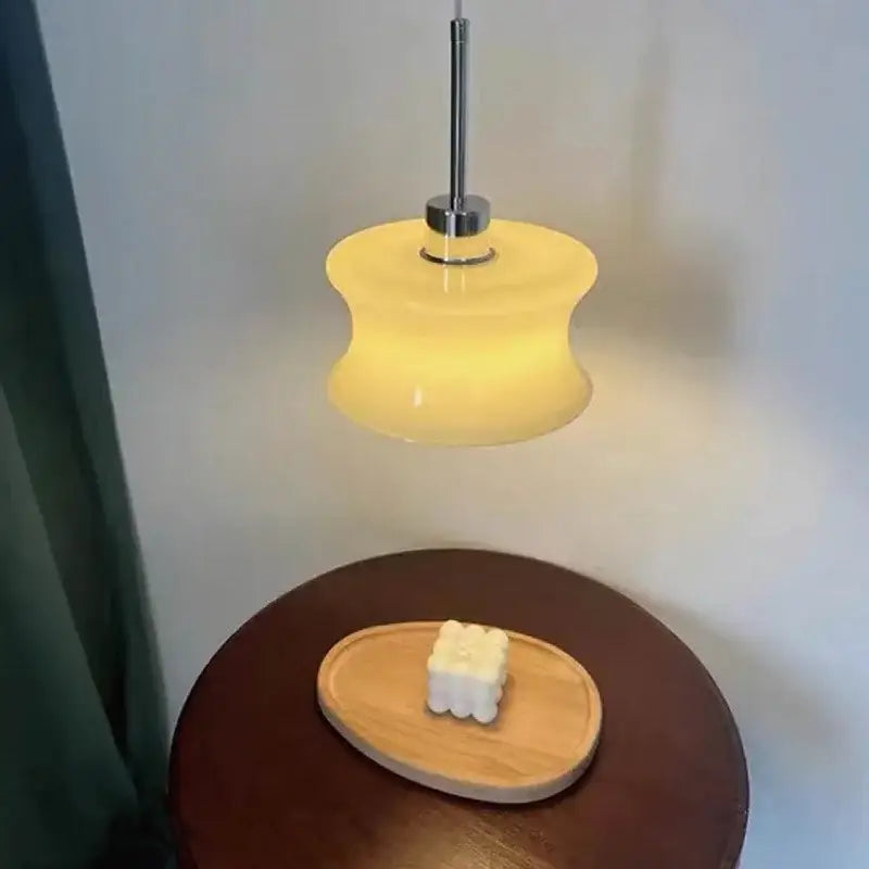Retro cream glass chandelier bedroom pendant light