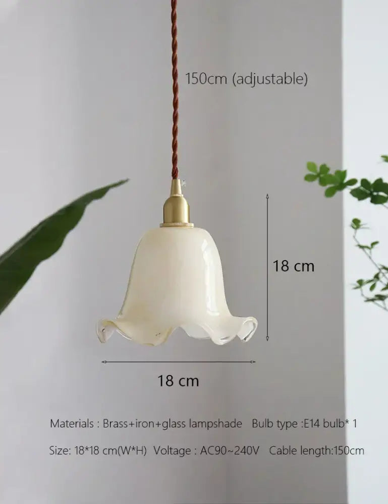 Retro cream glass led pendant lamp for kitchen with brass finish