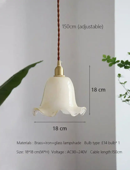 Retro cream glass led pendant lamp for kitchen with brass finish