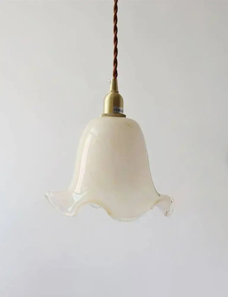 Retro cream glass led pendant lamp for kitchen with brass finish