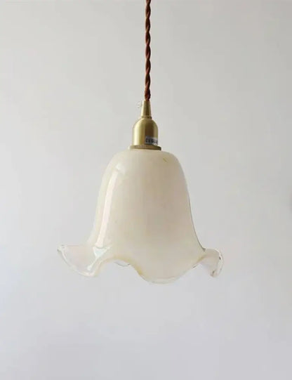 Retro cream glass led pendant lamp for kitchen with brass finish