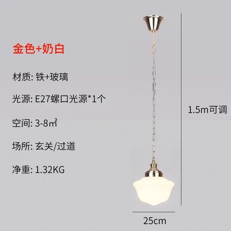 Retro cream glass pendant light kitchen hanging lamp
