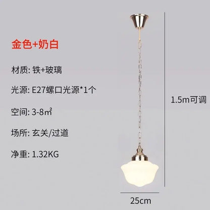 Retro cream glass pendant light kitchen hanging lamp