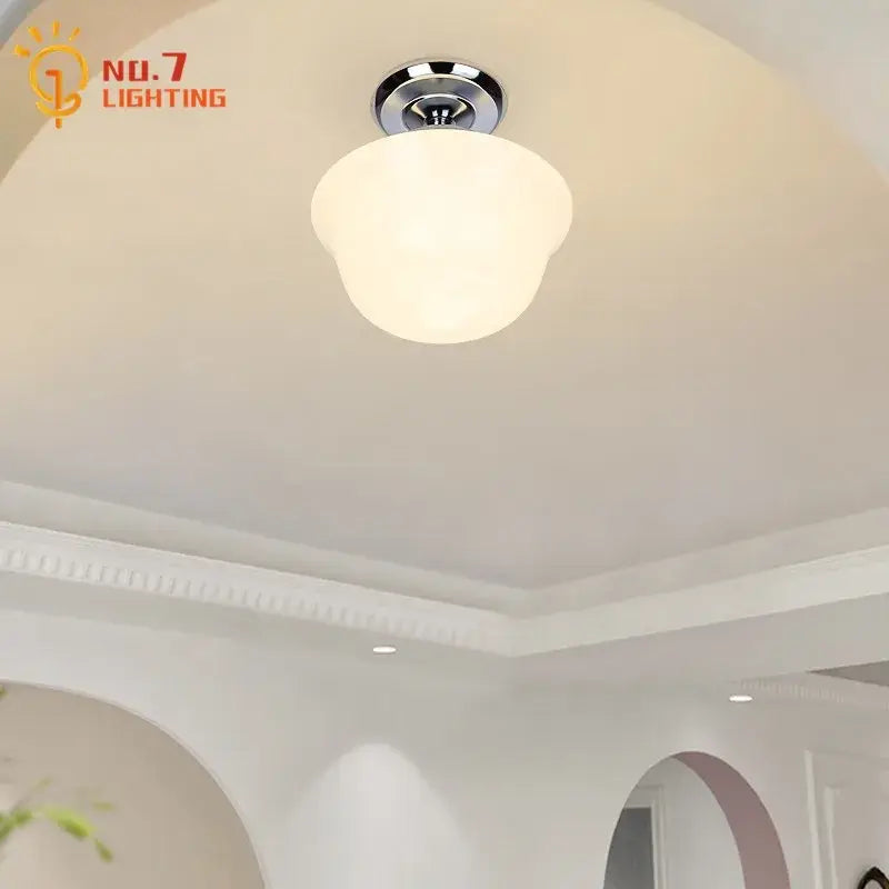 Retro cream glass pendant light kitchen hanging lamp
