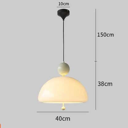Retro cream glass red accent pendant light dining room