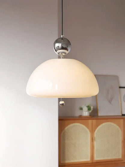 Retro cream glass red accent pendant light dining room