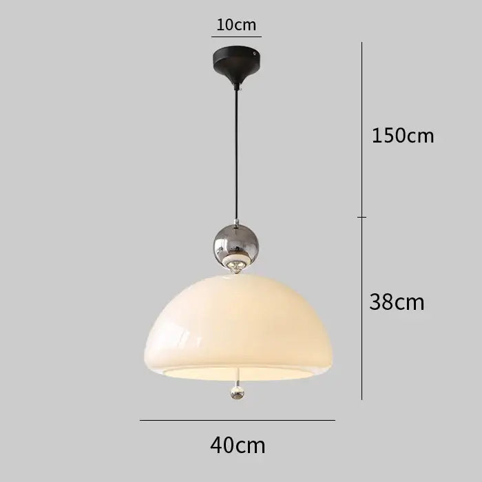 Retro cream glass red accent pendant light dining room