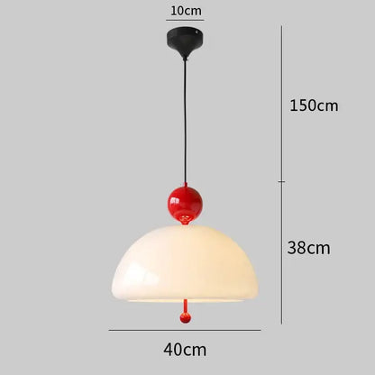 Retro cream glass red accent pendant light dining room