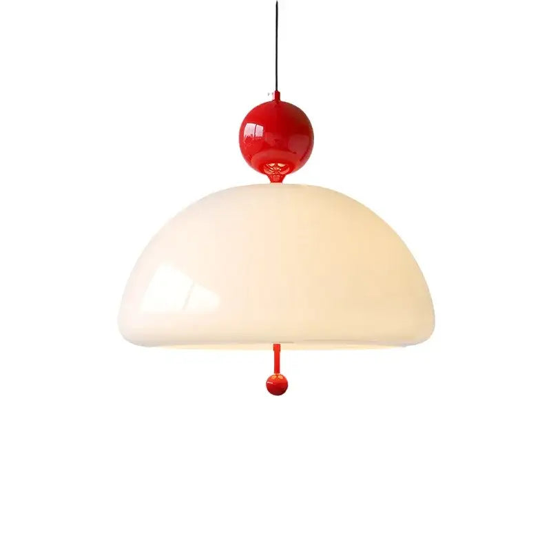 Retro cream glass red accent pendant light dining room